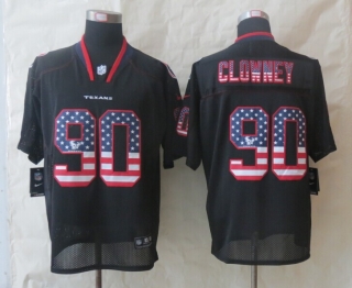 2014 New Nike Houston Texans 90 Clowney USA Flag Fashion Black Elite Jerseys