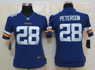 Women New Nike Minnesota Vikings 28 Peterson Purple Limited Jerseys