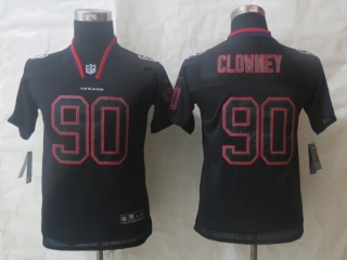 Youth 2014 Nike Houston Texans 90 Clowney Lights Out Black Elite Jerseys