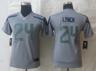 Youth Nike Seattle Seahawks 24 Lynch Grey Limited Jerseys