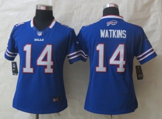 Women New Nike Buffalo Bills 14 Watkins Blue Limited Jerseys