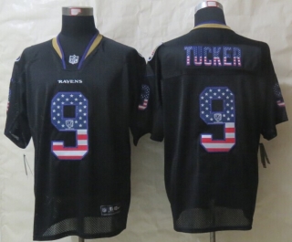 2014 New Nike Baltimore Ravens 9 Tucker USA Flag Fashion Black Elite Jerseys