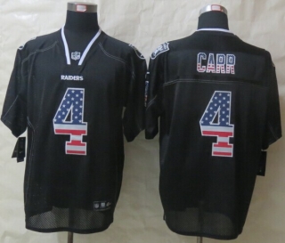 2014 New Nike Oakland Raiders 4 Carr USA Flag Fashion Black Elite Jerseys