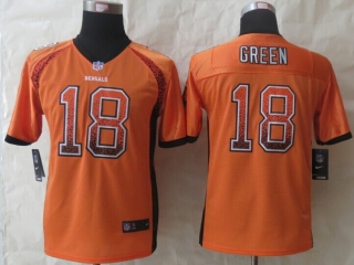 Youth 2014 New Nike Cincinnati Bengals 18 Green Drift Fashion Orange Elite Jerseys