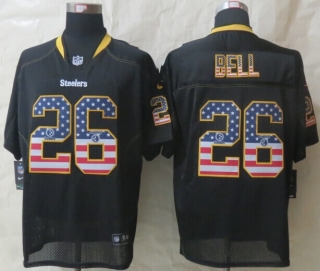 2014 New Nike Pittsburgh Steelers 26 Bell USA Flag Fashion Black Elite Jerseys