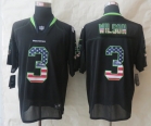 2014 New Nike Seattle Seahawks 3 Wilson USA Flag Fashion Black Elite Jerseys