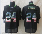 2014 New Nike Seattle Seahawks 24 Lynch USA Flag Fashion Black Elite Jerseys