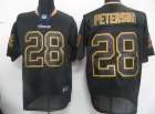 New Nike Minnesota Vikings 28 Peterson Lights Out Black Elite Jersey