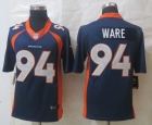 Nike Denver Broncos 94 Ware Blue Limited Jerseys