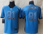 Youth 2014 New Nike Detroit Lions 81 Johnson Drift Fashion Blue Elite Jerseys